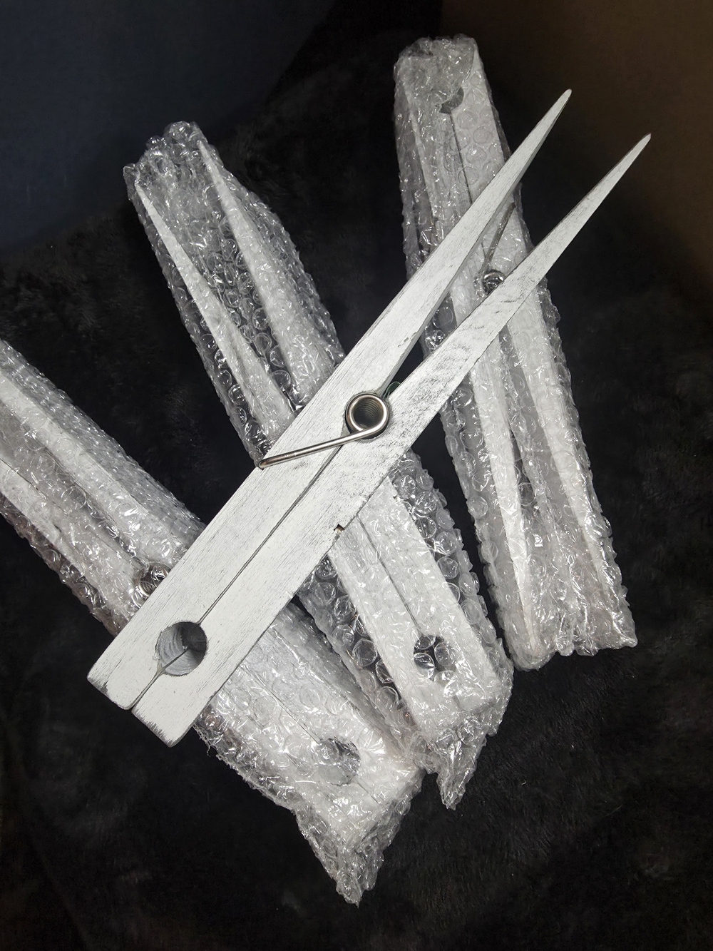 Giant Wood 12" Clothespins Set Of 4 Whitewash- Open Box